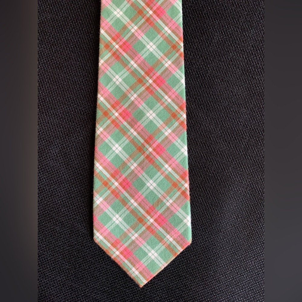 Classic Plaid Green and Pink Men's Tie